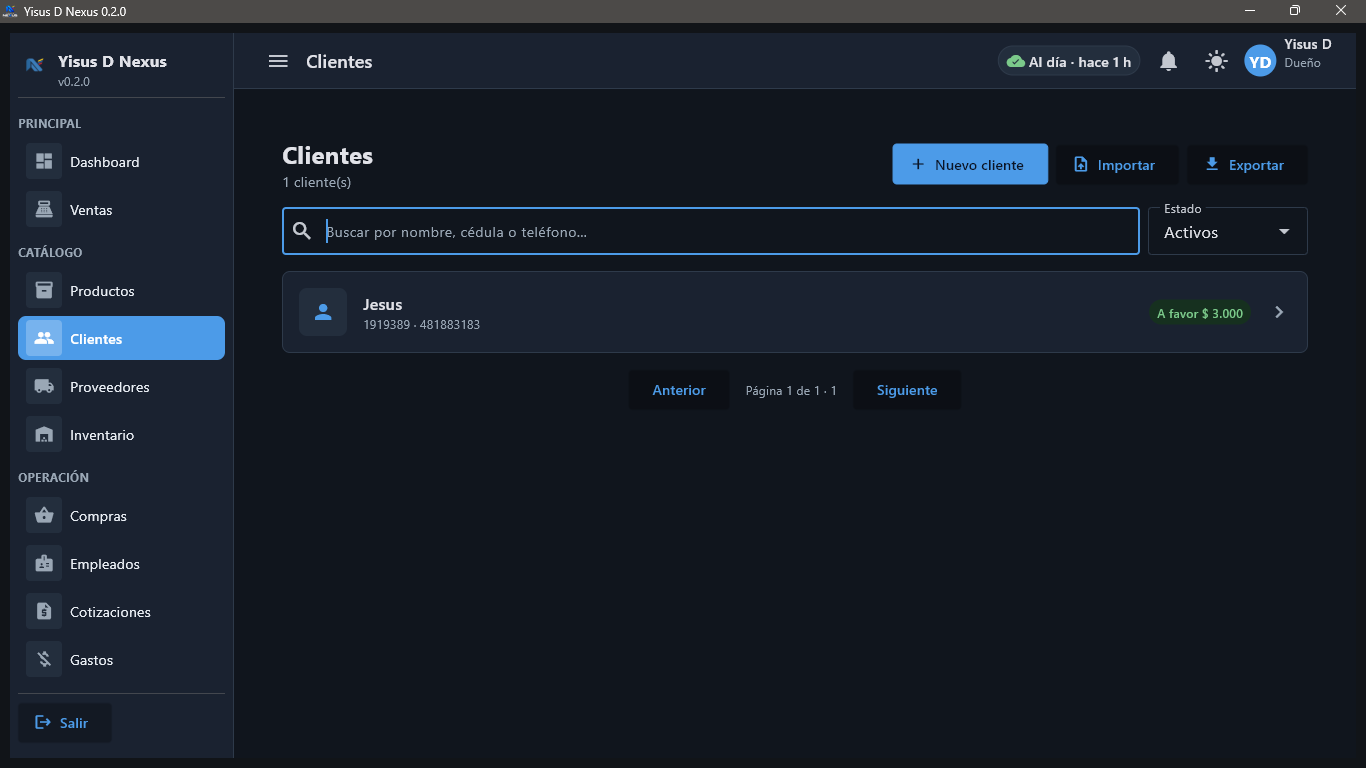 Lista de clientes de Yisus D Nexus