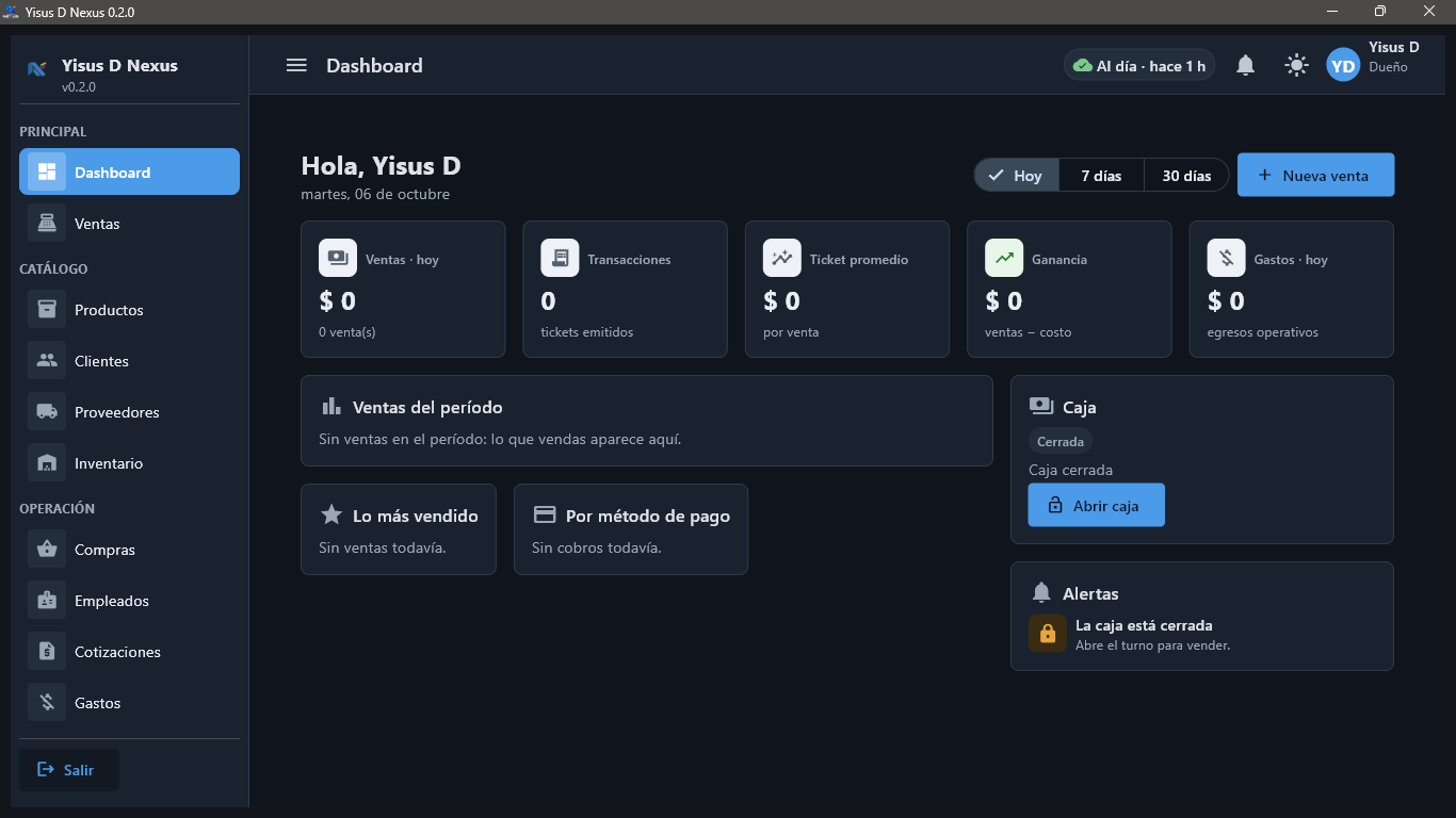 Dashboard principal de Yisus D Nexus